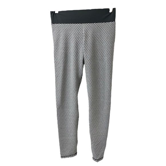 Women's Large Leggings Honeycomb Textured Scrunch Butt Grey Black Yoga Sporty - Picture 2 of 6